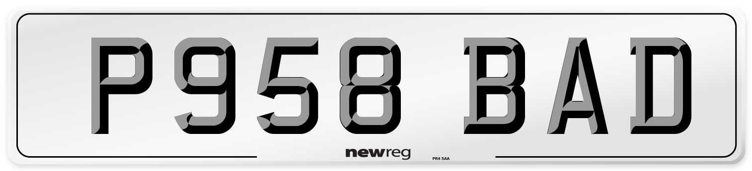 P958 BAD Number Plate from New Reg